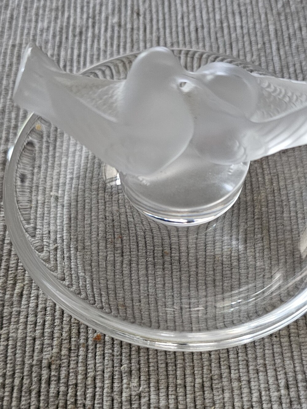 Vintage  Orig. LALIQUE LOVEBIRDS Glass Ring Tray